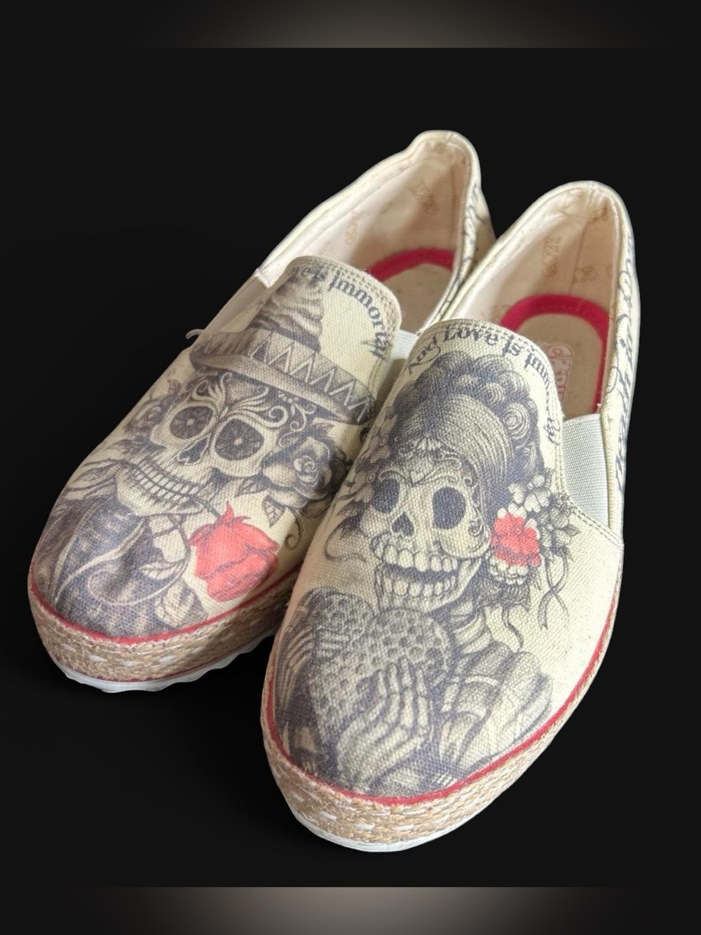 Day of the Dead Skull Art espadrille canvas shoe Halloween gothic folk art